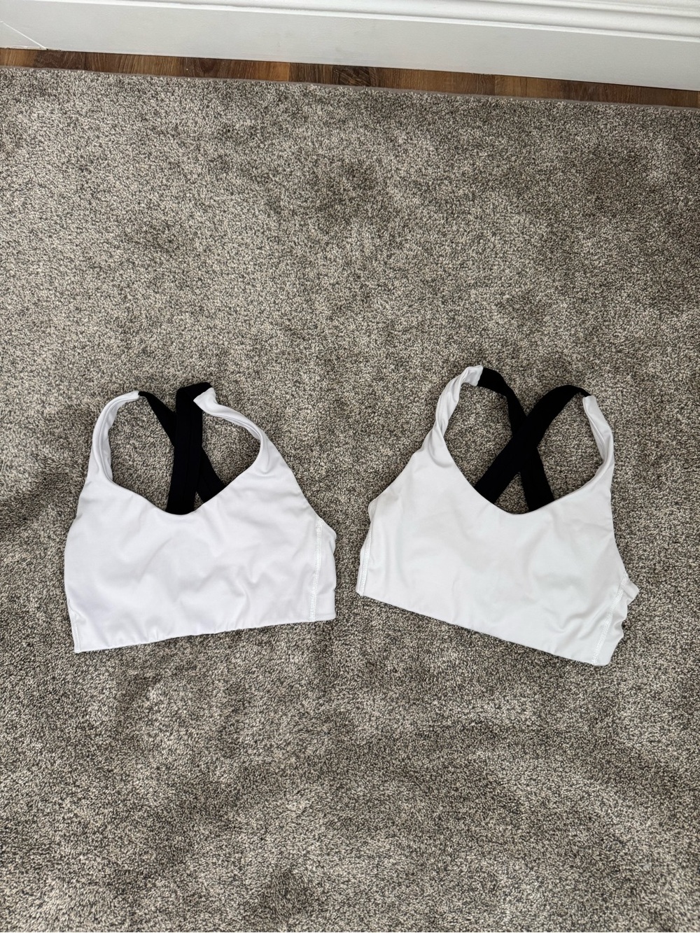BUNDLE of 2 New Balance White Cross-Back Sports Bra with Black Straps